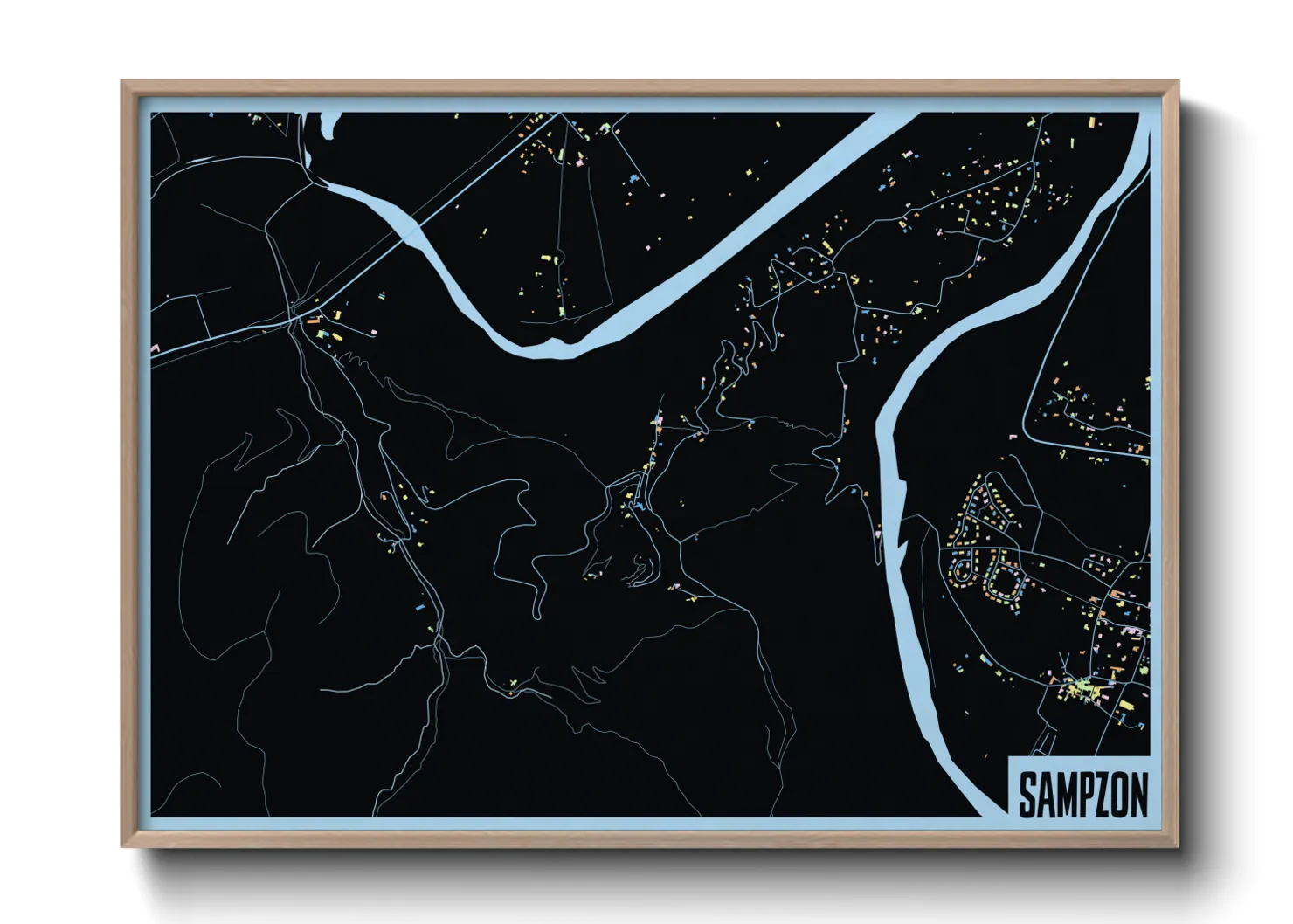 Une affiche de carte sur Sampzon