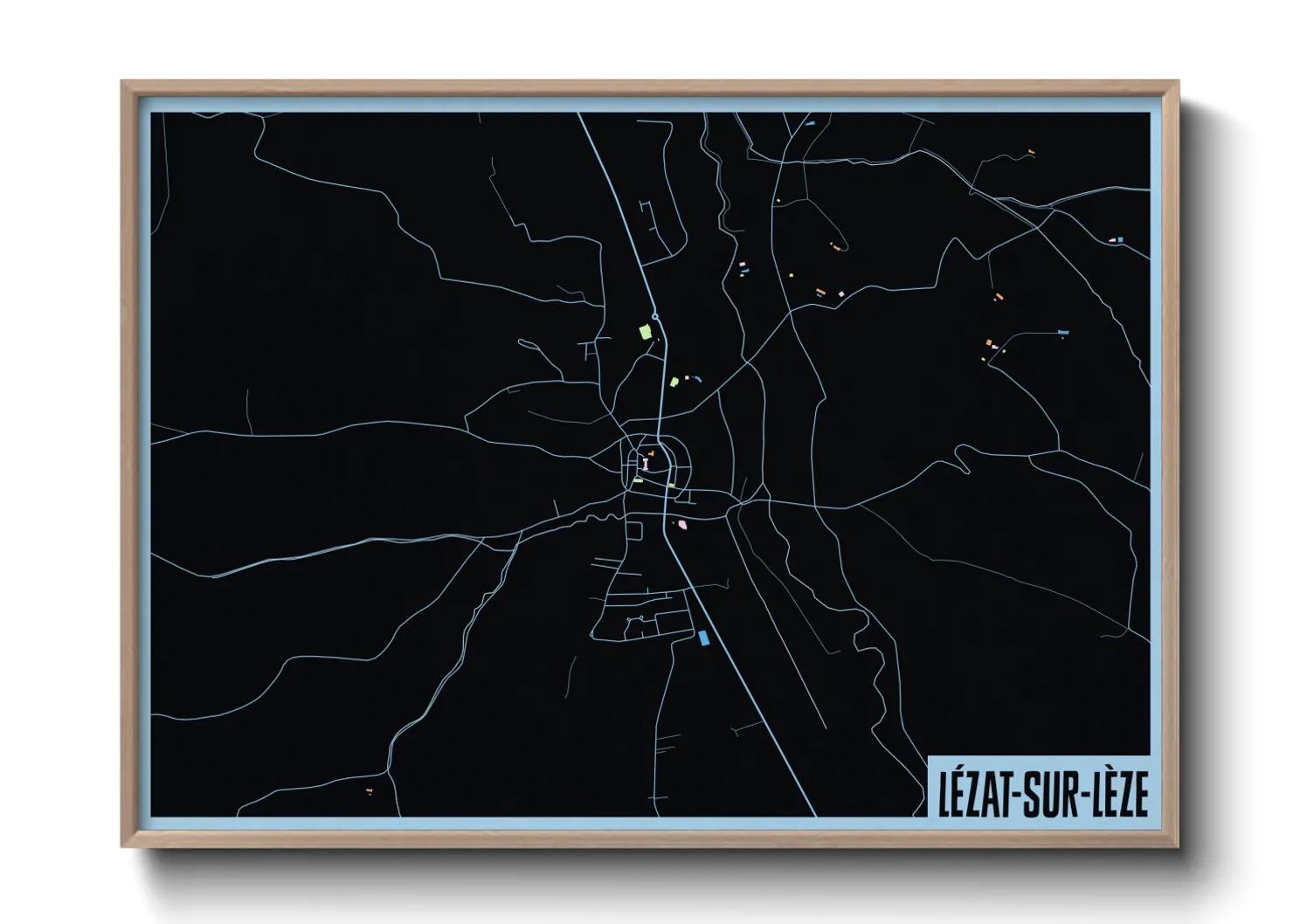 Une affiche de carte sur Lézat-sur-Lèze