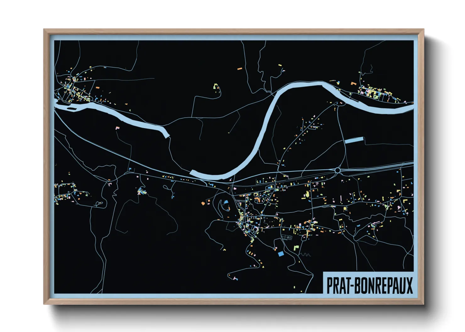 Une affiche de carte sur Prat-Bonrepaux