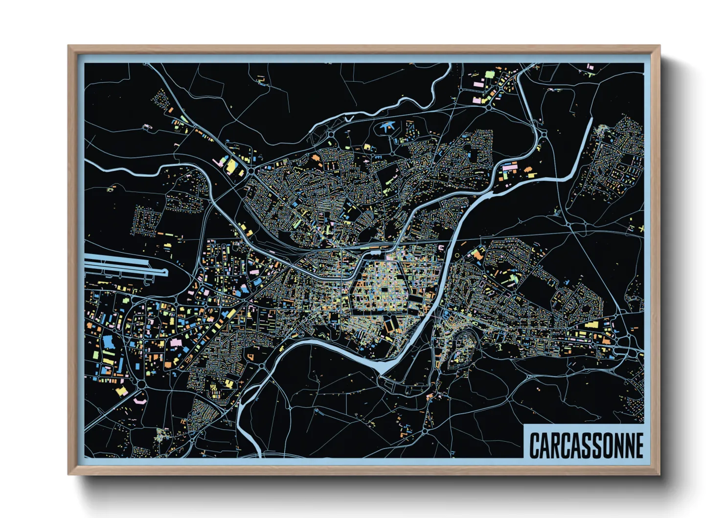 Une affiche de carte sur Carcassonne