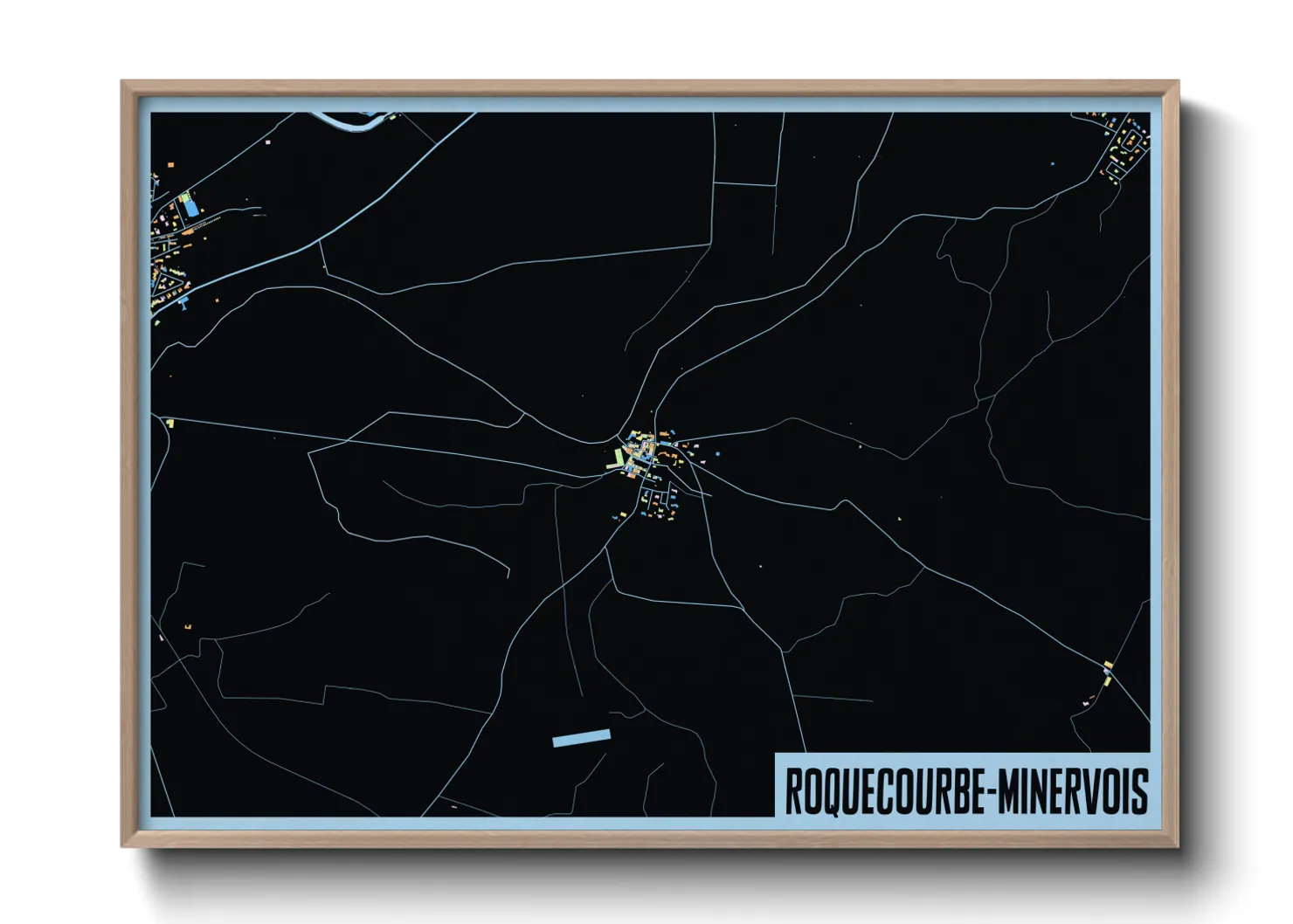 Une affiche de carte sur Roquecourbe-Minervois