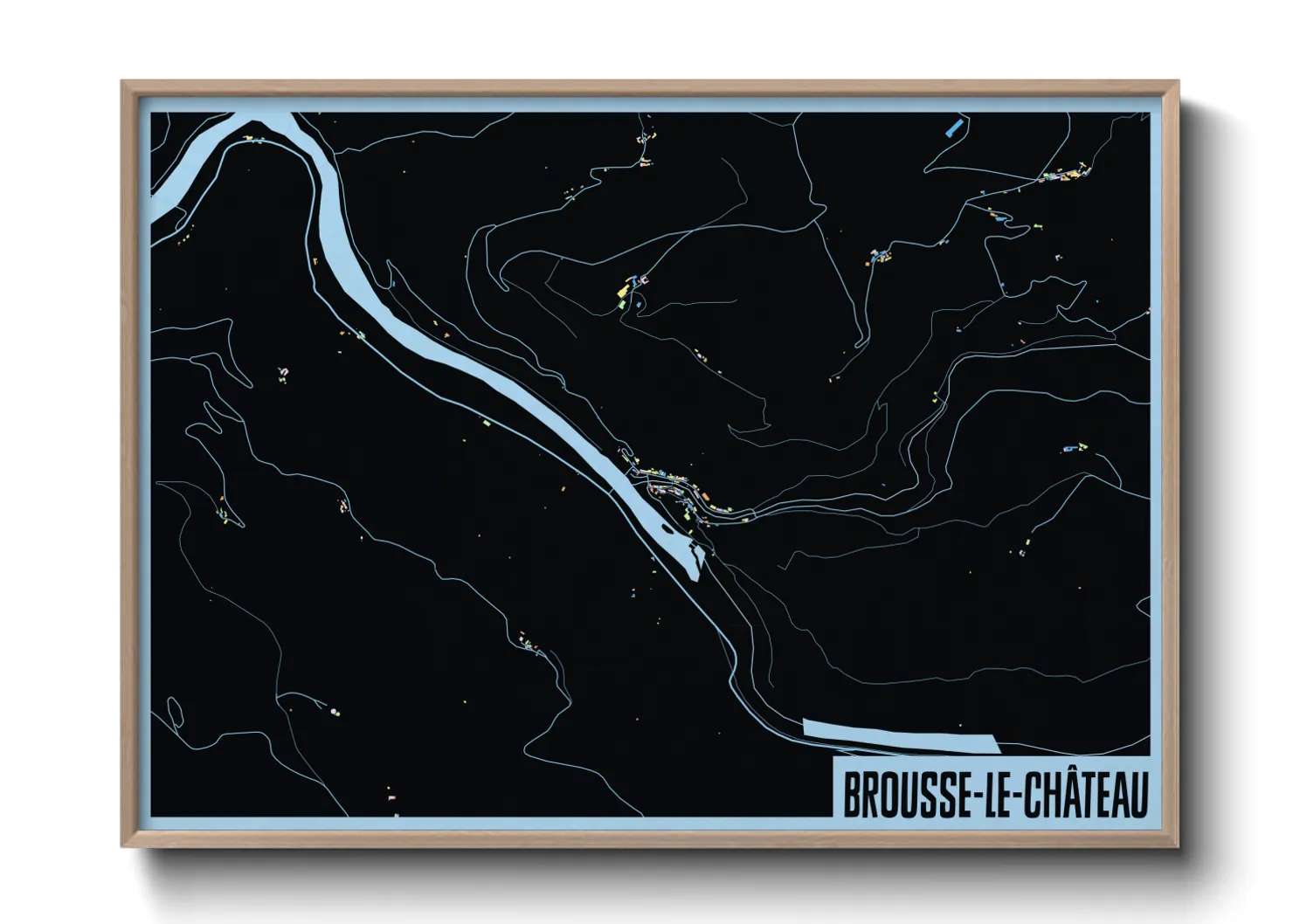 Une affiche de carte sur Brousse-le-Château