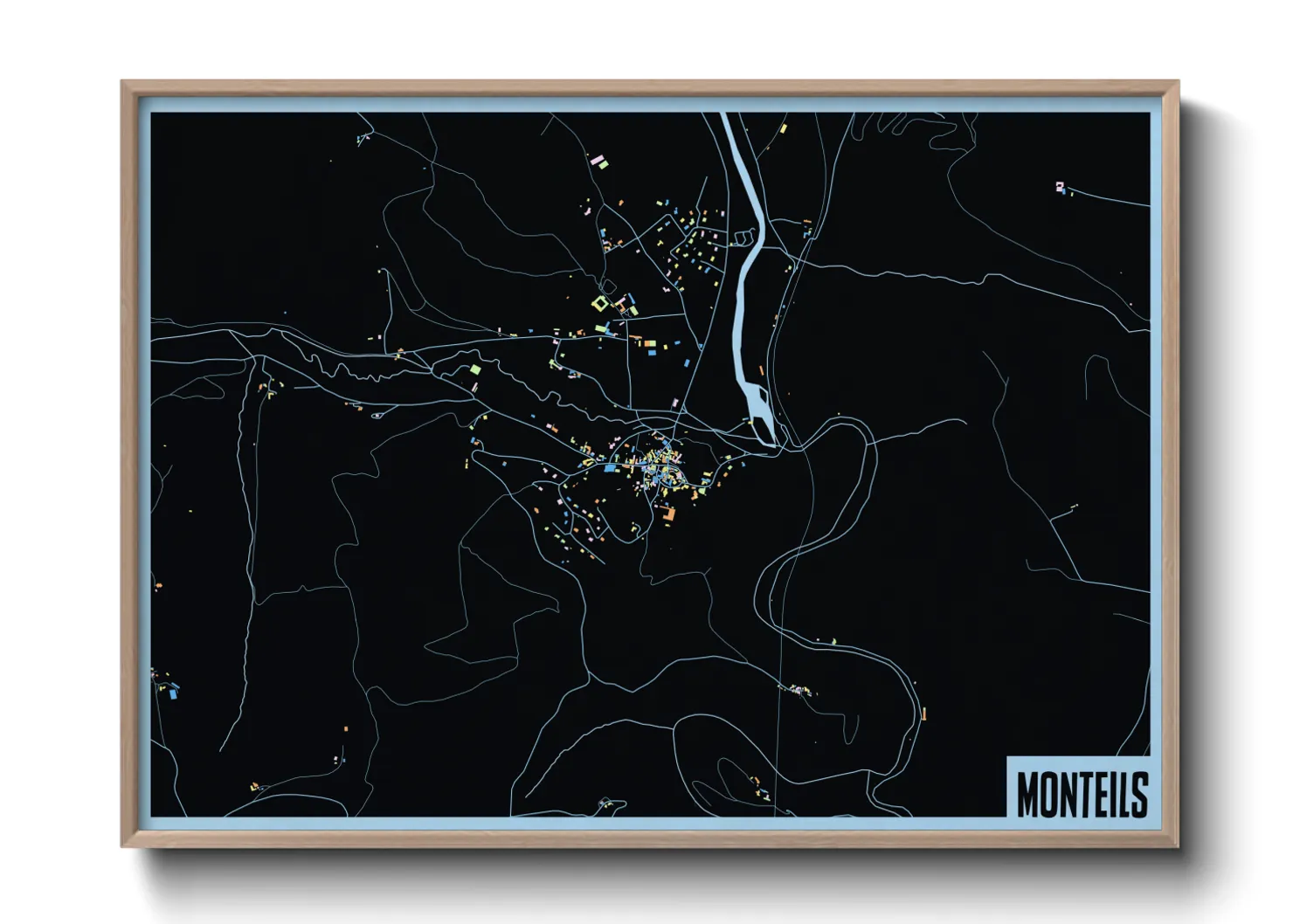 Une affiche de carte sur Monteils
