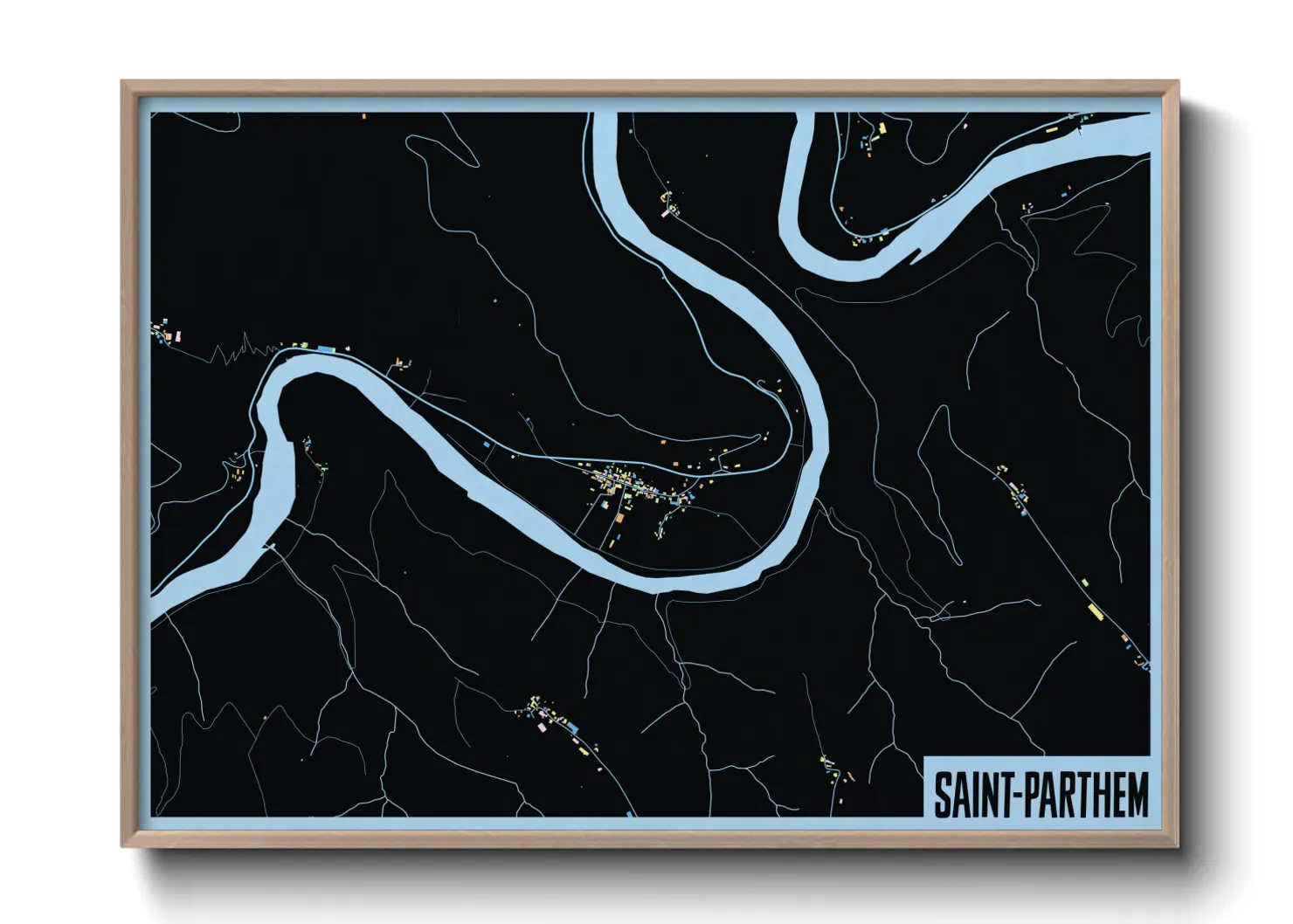 Une affiche de carte sur Saint-Parthem
