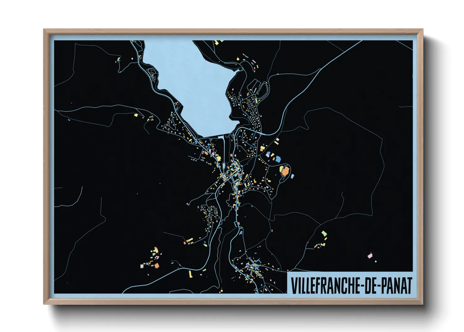 Une affiche de carte sur Villefranche-de-Panat