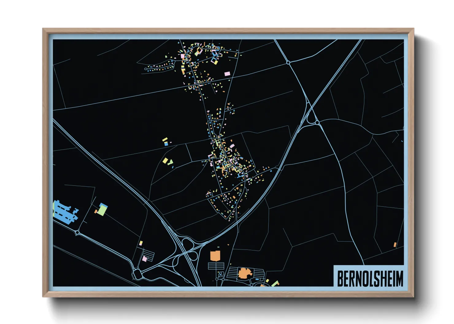 Une affiche de carte sur Bernolsheim