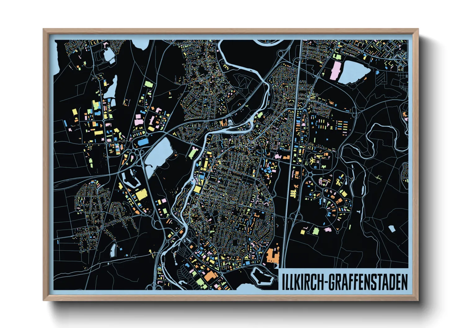 Une affiche de carte sur Illkirch-Graffenstaden