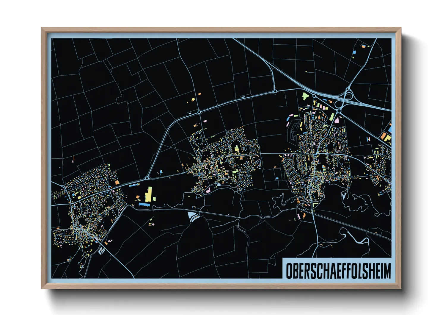 Une affiche de carte sur Oberschaeffolsheim