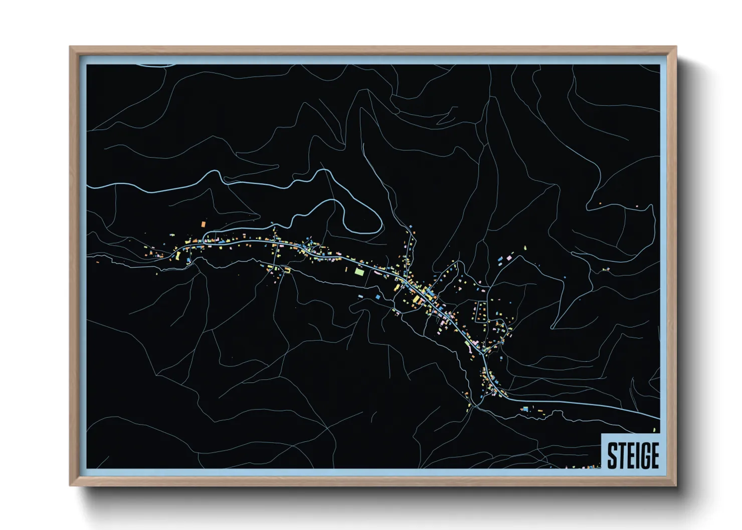 Une affiche de carte sur Steige