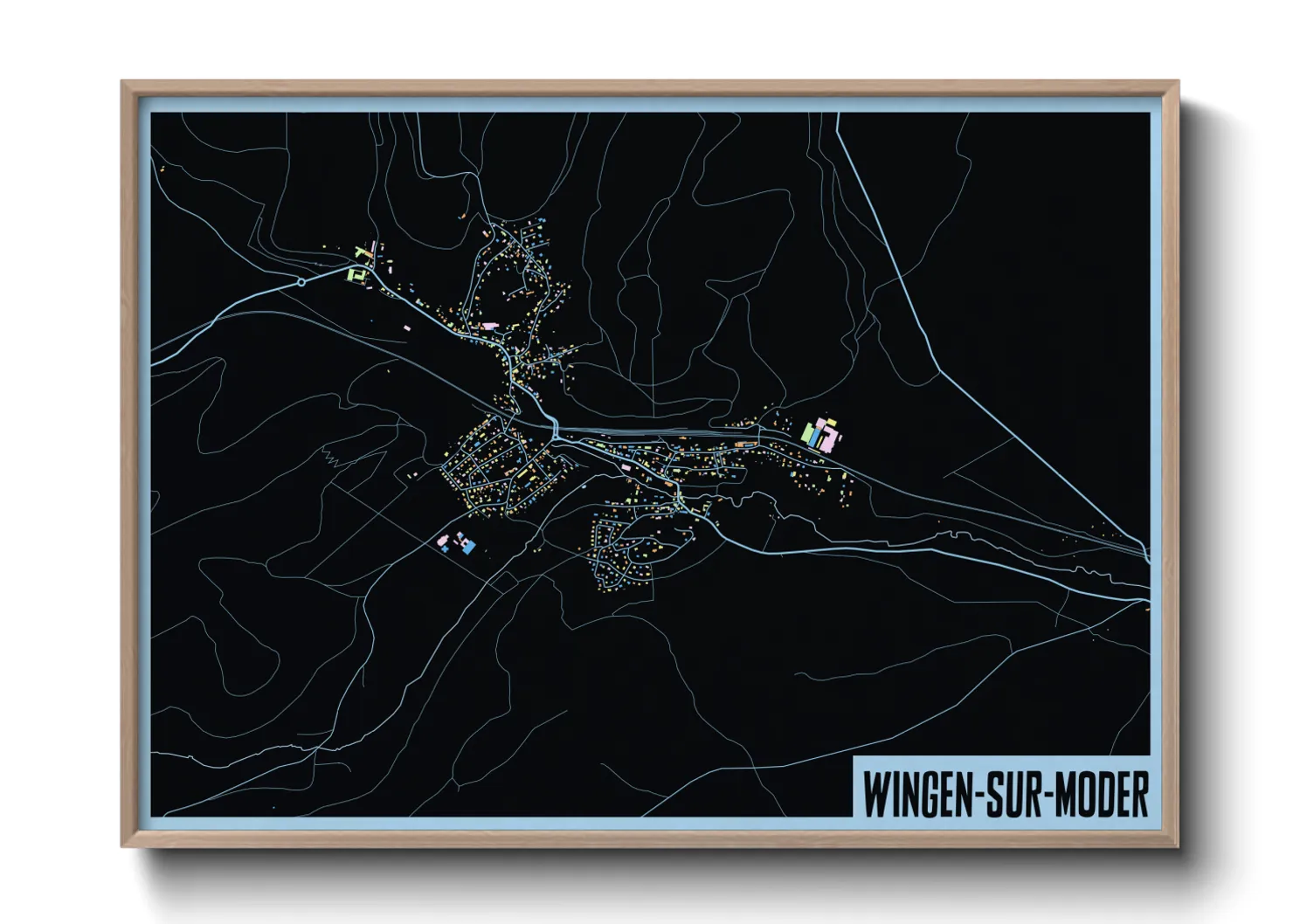 Une affiche de carte sur Wingen-sur-Moder