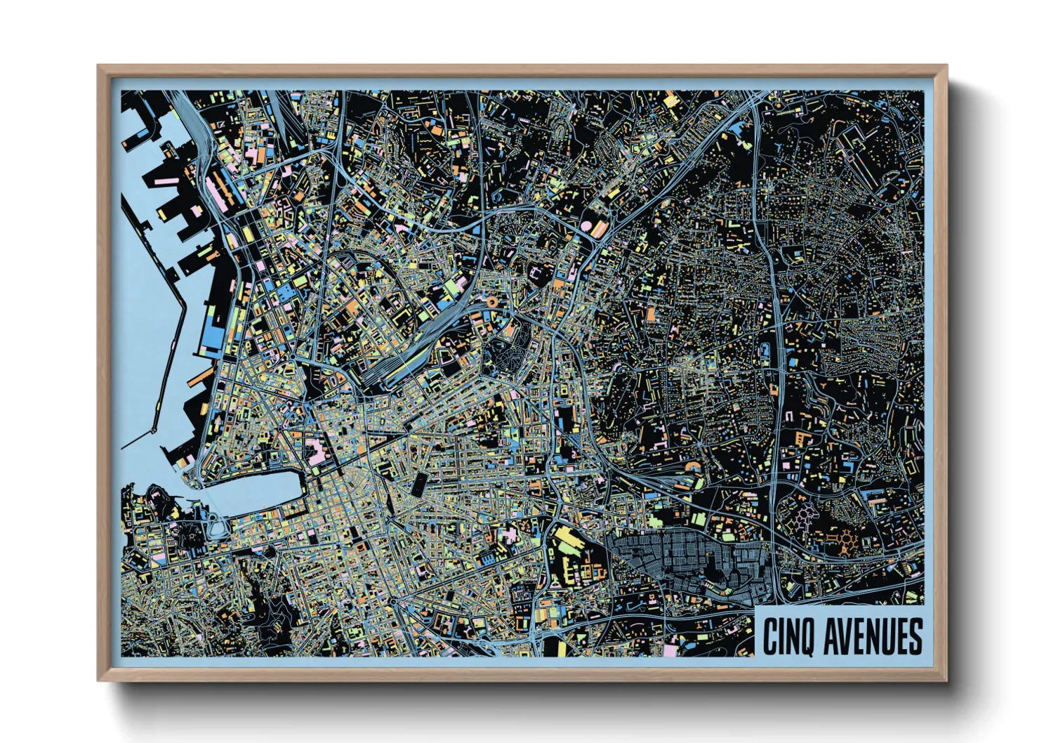 Une affiche de carte sur Cinq Avenues