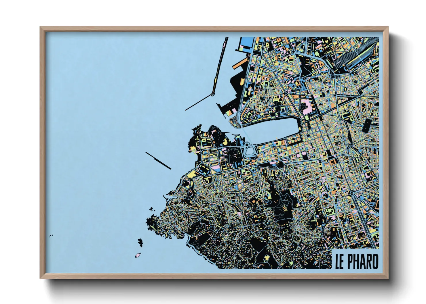 Une affiche de carte sur Le Pharo