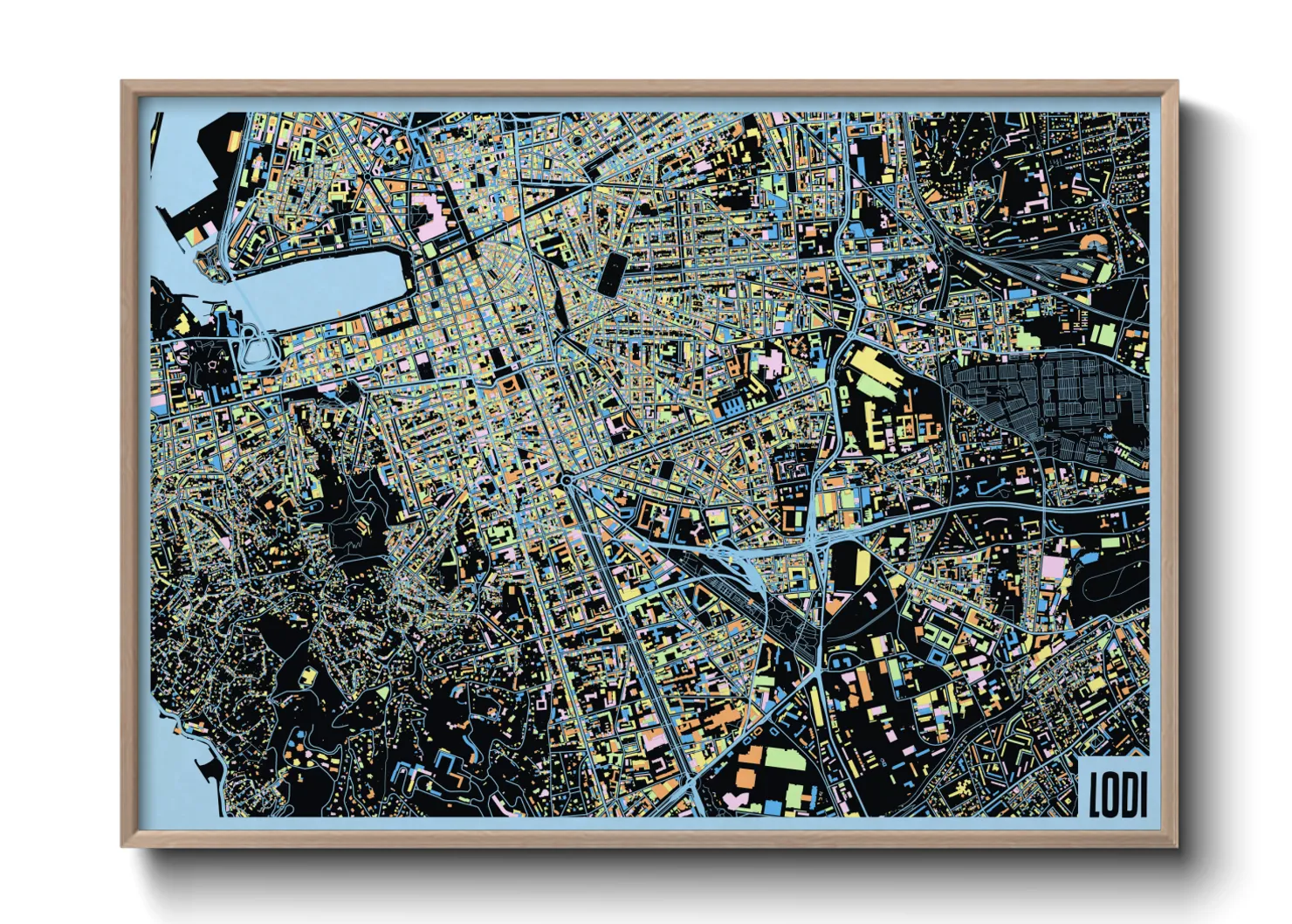 Une affiche de carte sur Lodi