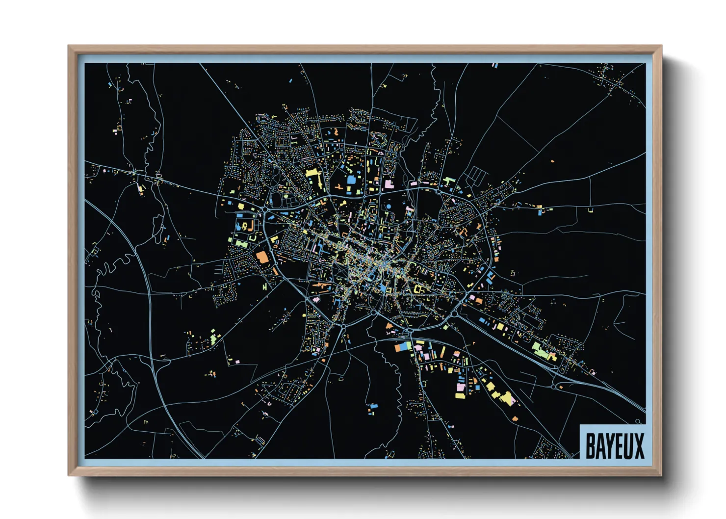 Une affiche de carte sur Bayeux