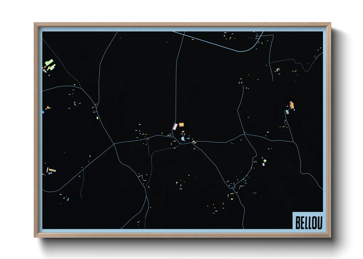 Une affiche de carte sur Bellou