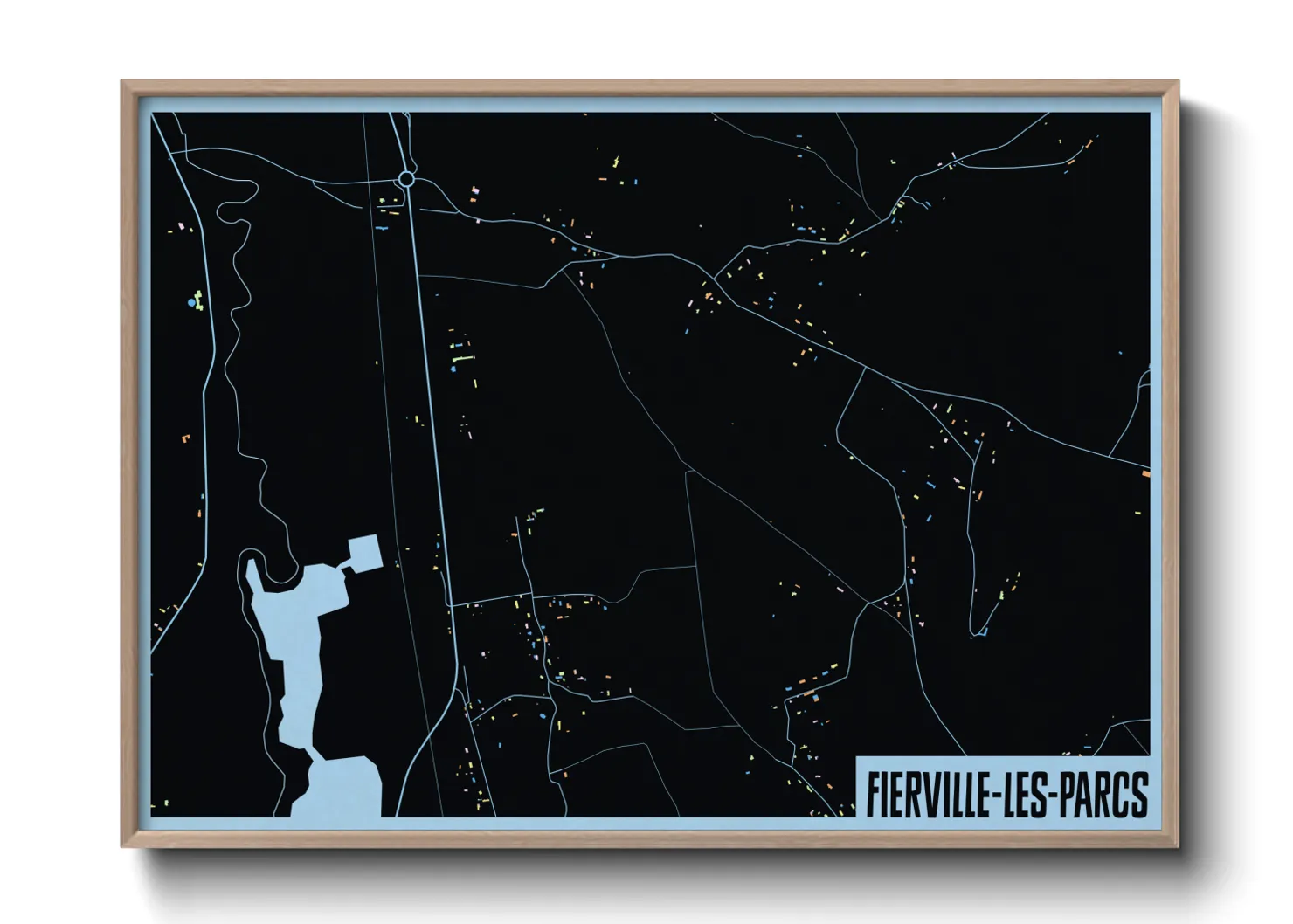 Une affiche de carte sur Fierville-les-Parcs