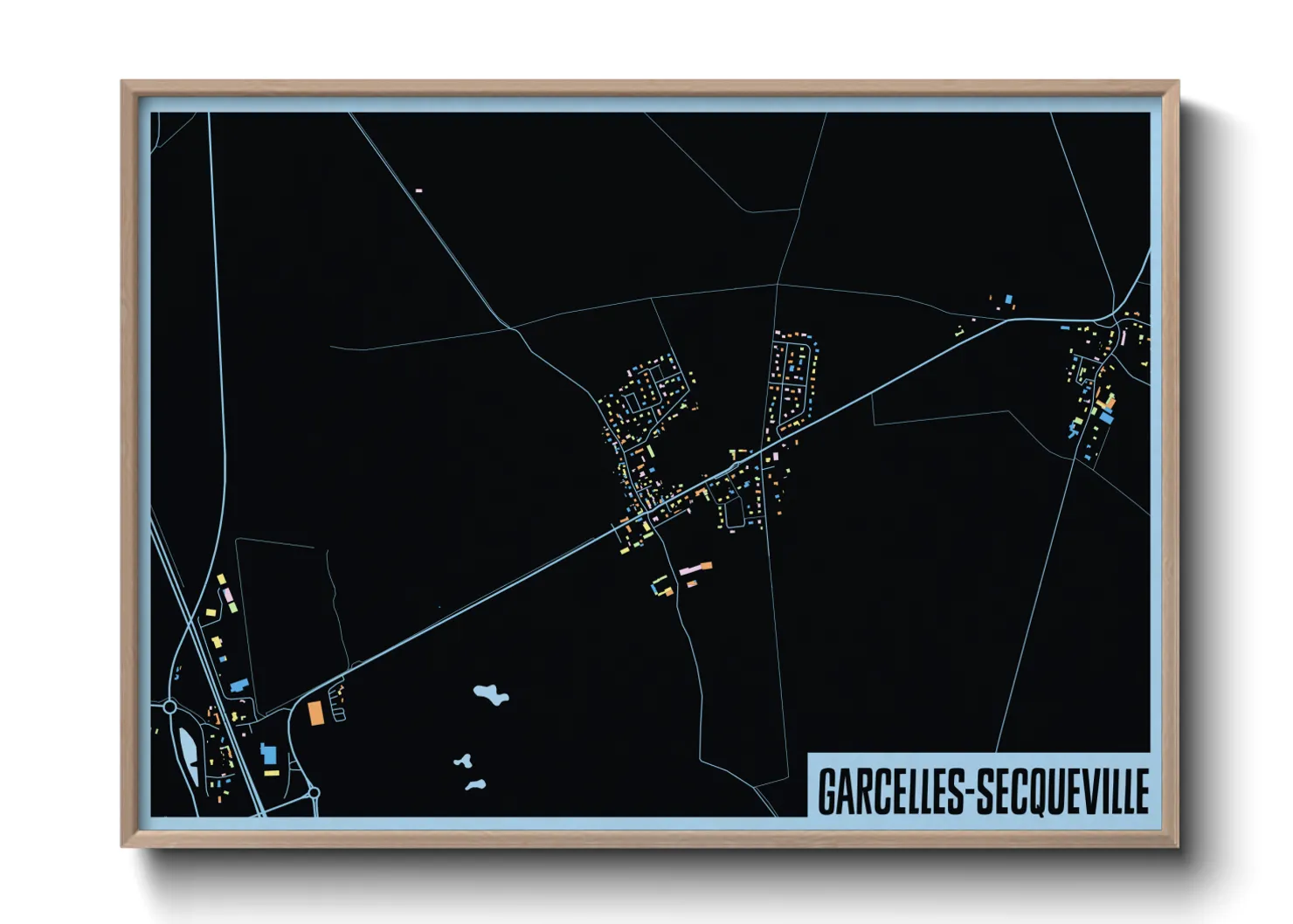 Une affiche de carte sur Garcelles-Secqueville