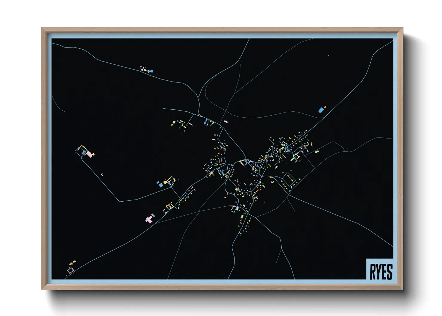 Une affiche de carte sur Ryes