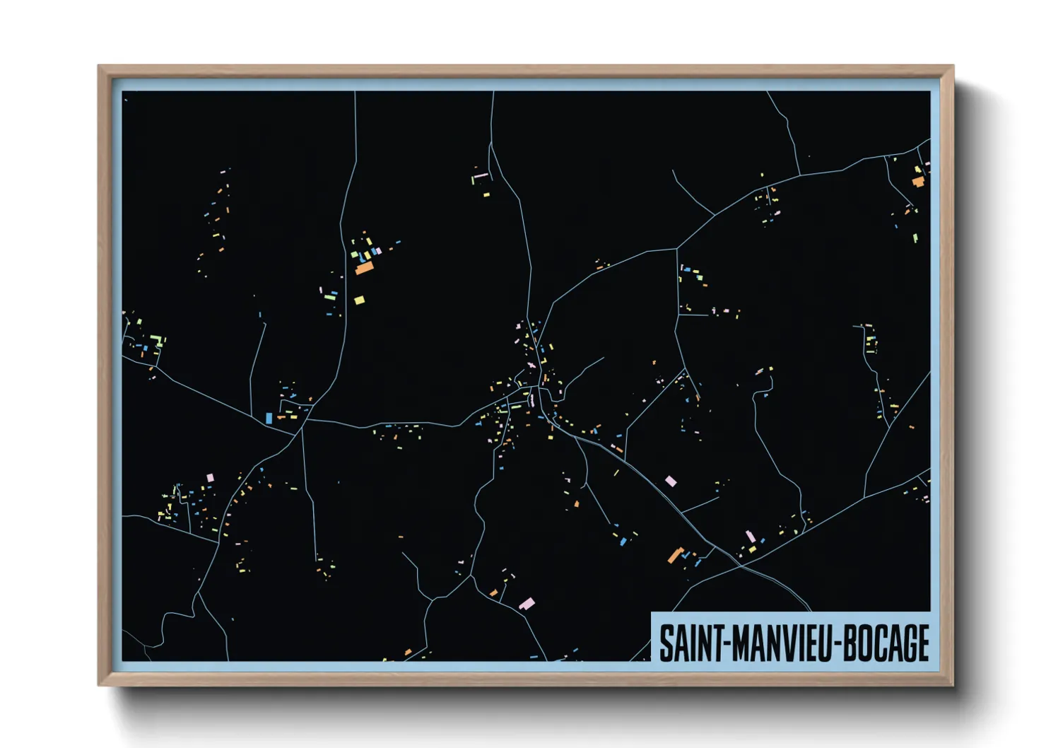 Une affiche de carte sur Saint-Manvieu-Bocage