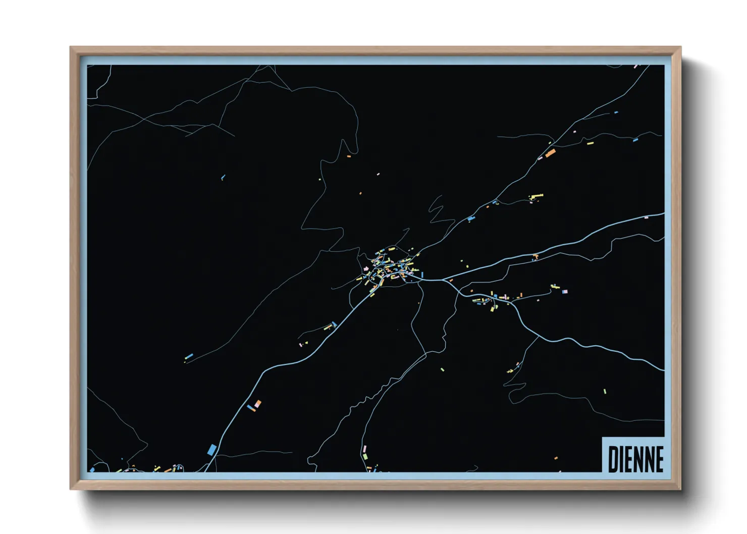 Une affiche de carte sur Dienne