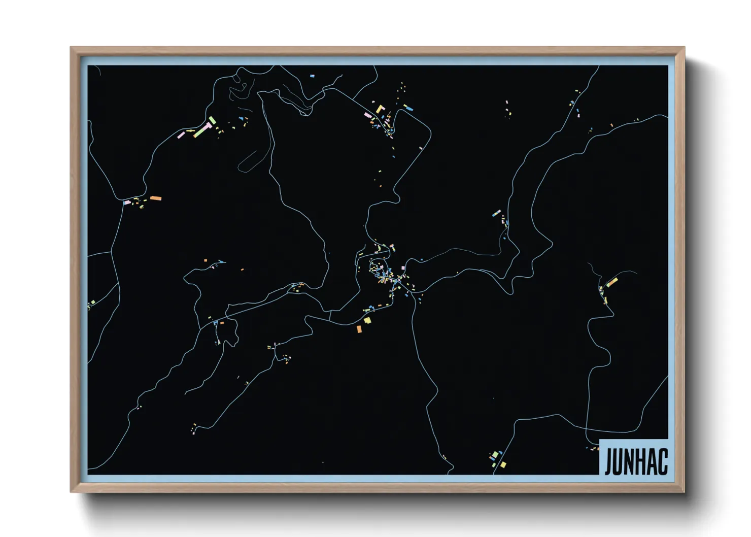 Une affiche de carte sur Junhac