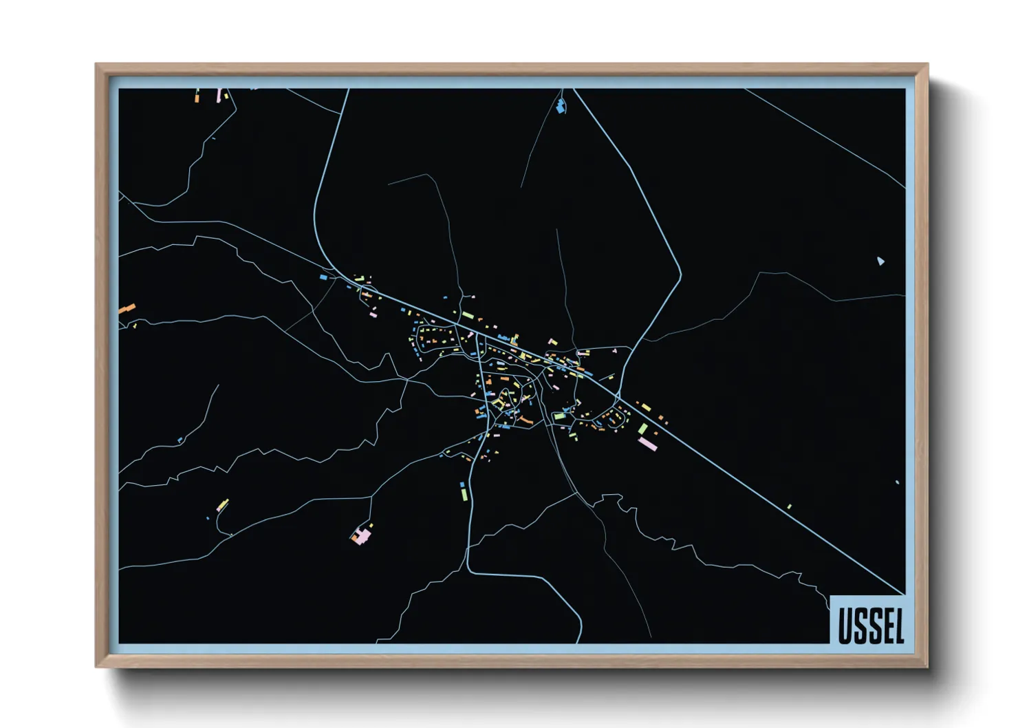 Une affiche de carte sur Ussel