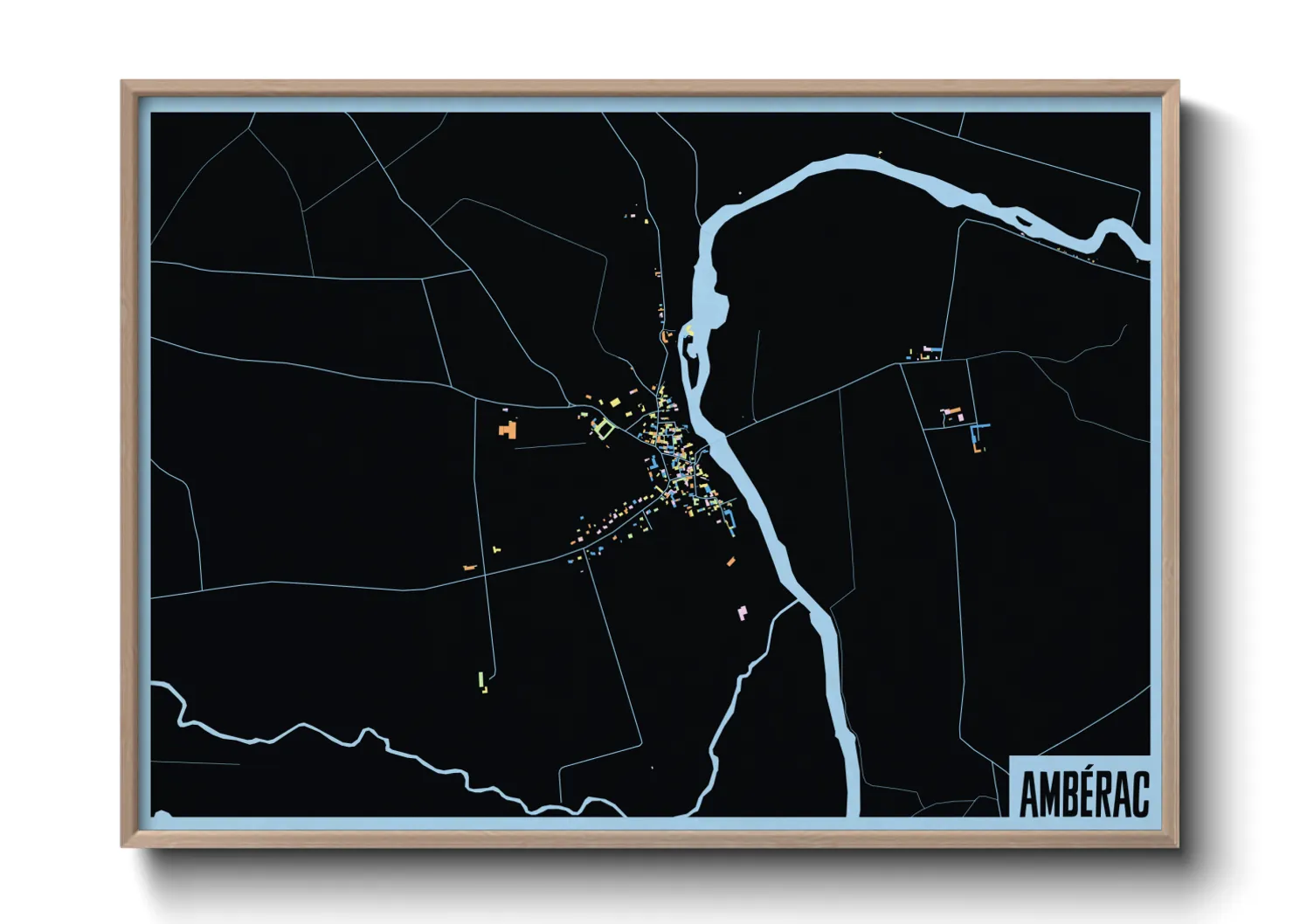 Une affiche de carte sur Ambérac