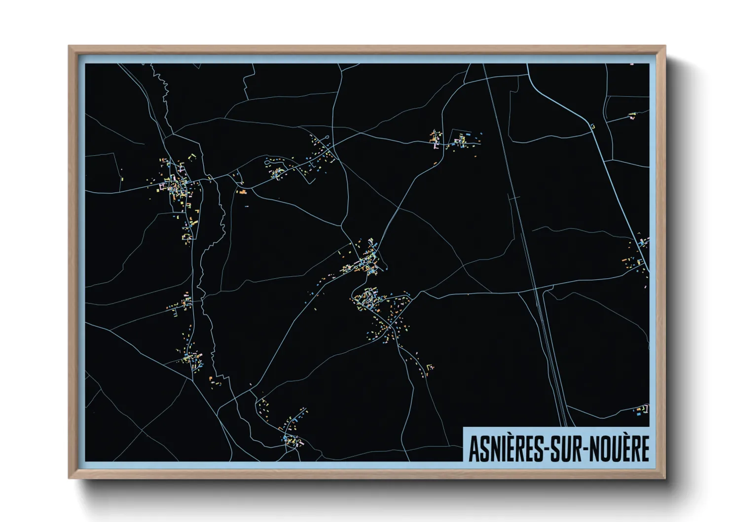 Une affiche de carte sur Asnières-sur-Nouère