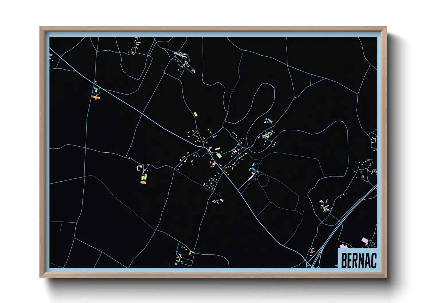 Une affiche de carte sur Bernac