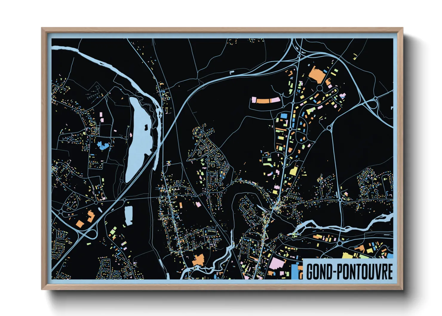 Une affiche de carte sur Gond-Pontouvre