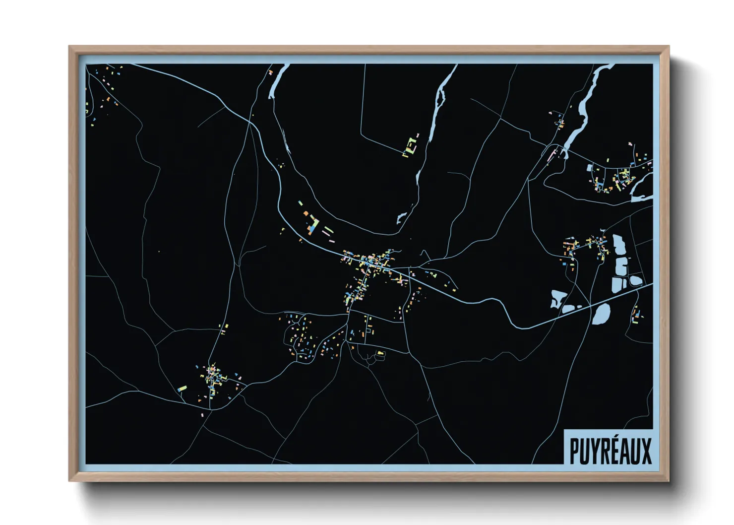 Une affiche de carte sur Puyréaux