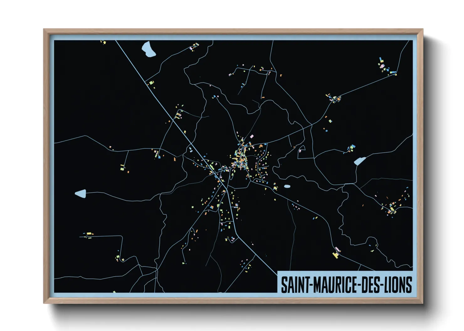 Une affiche de carte sur Saint-Maurice-des-Lions