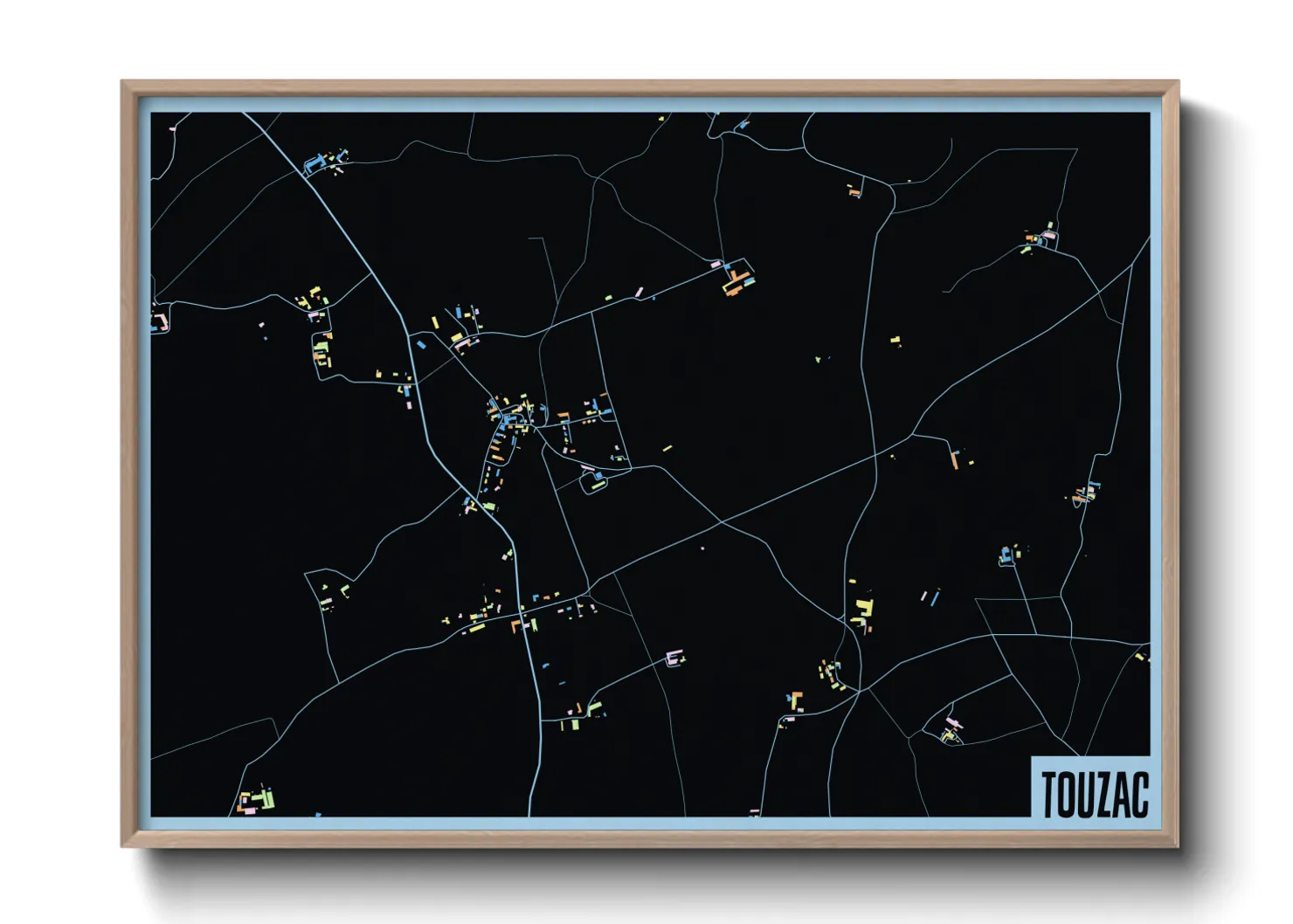 Une affiche de carte sur Touzac