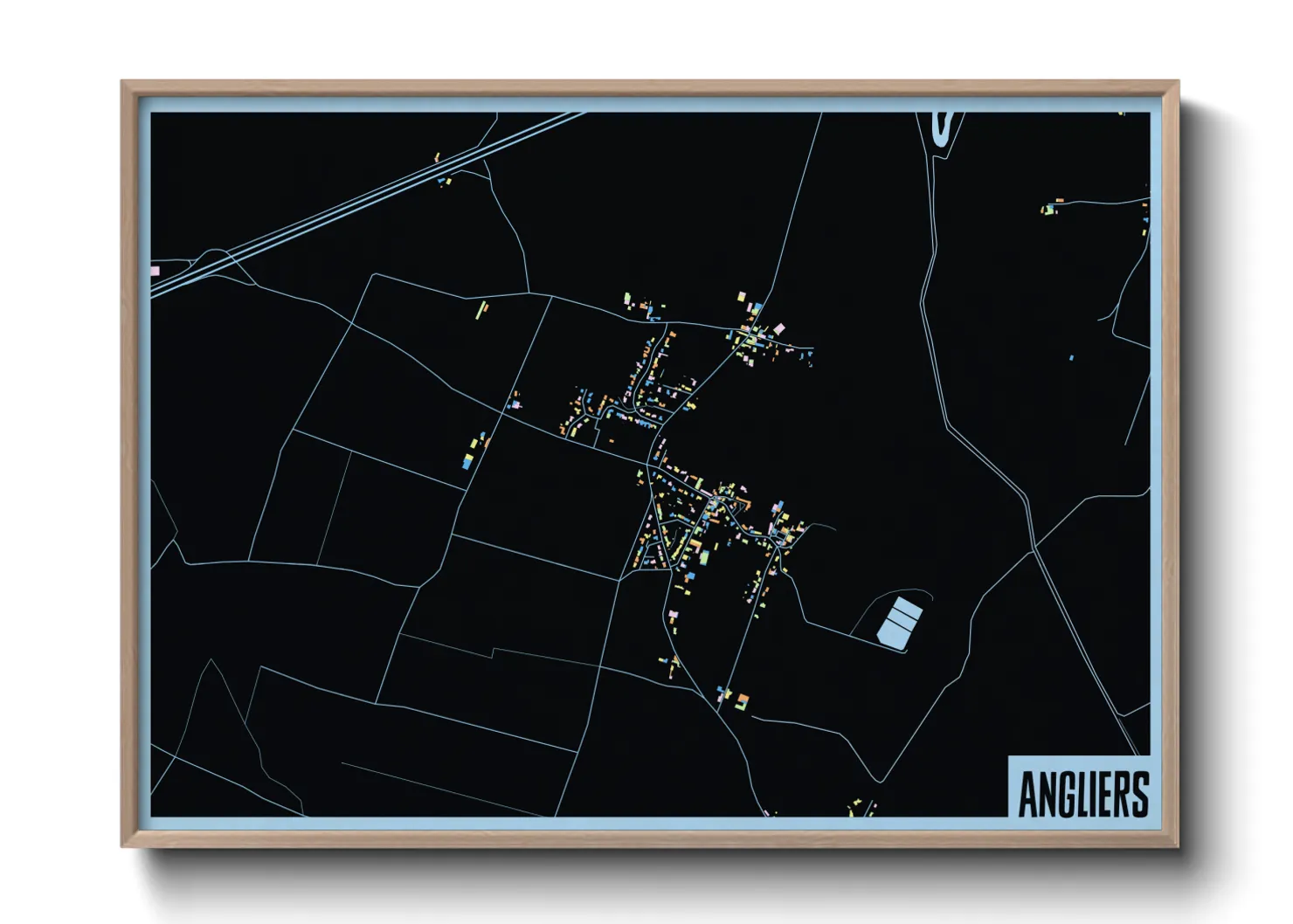 Une affiche de carte sur Angliers