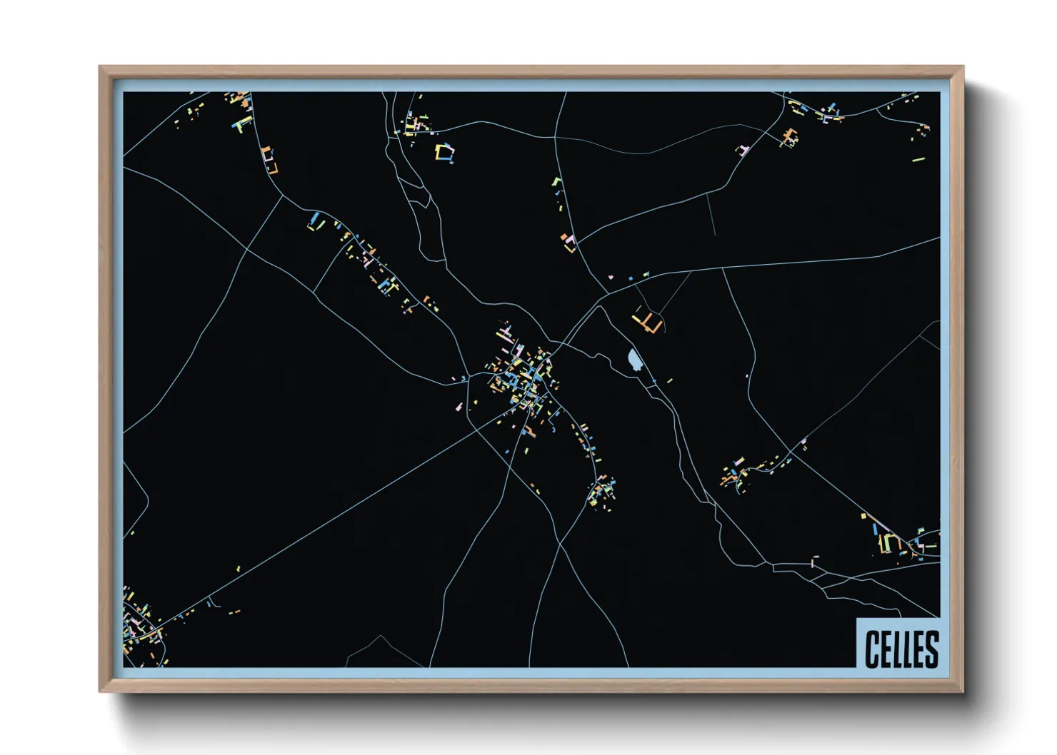 Une affiche de carte sur Celles