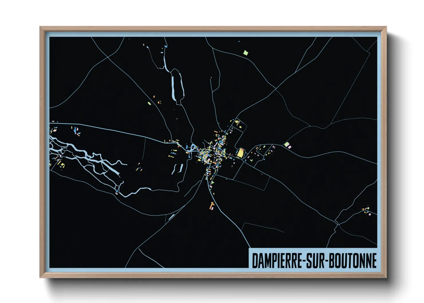 Une affiche de carte sur Dampierre-sur-Boutonne