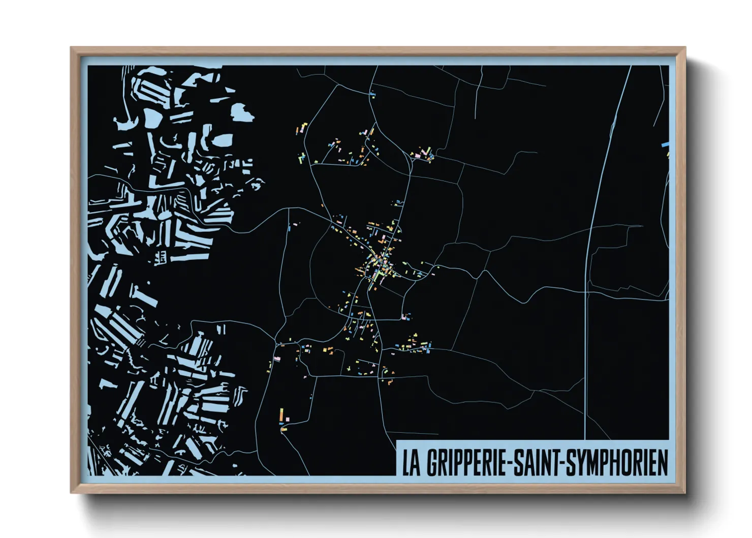 Une affiche de carte sur La Gripperie-Saint-Symphorien