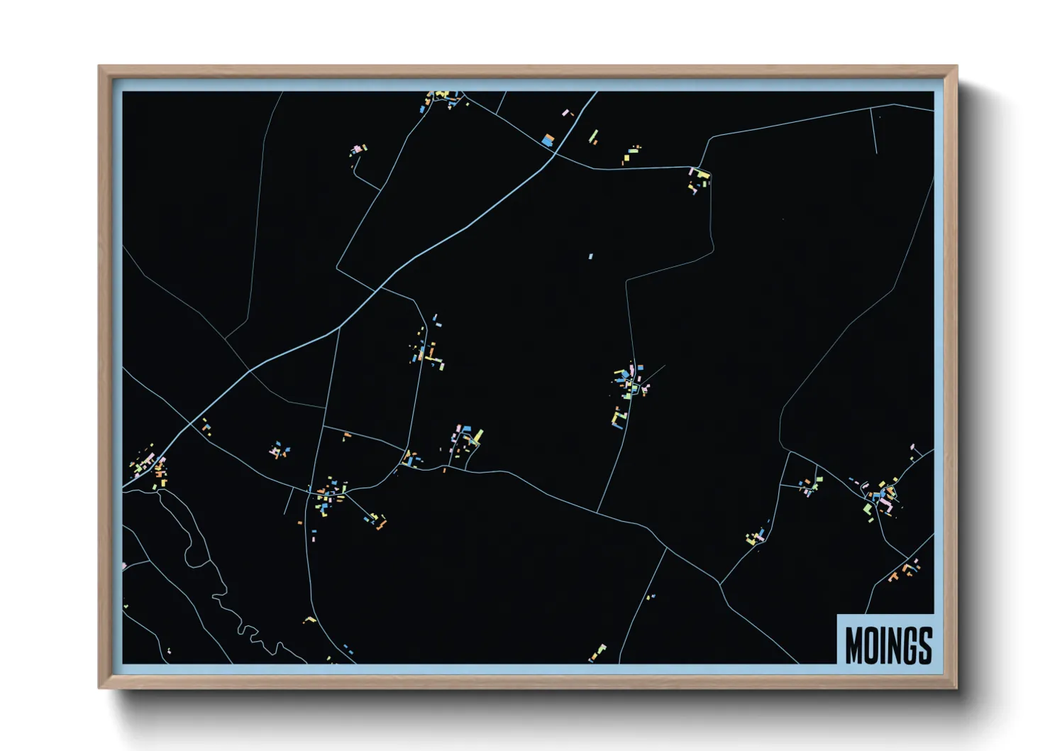 Une affiche de carte sur Moings