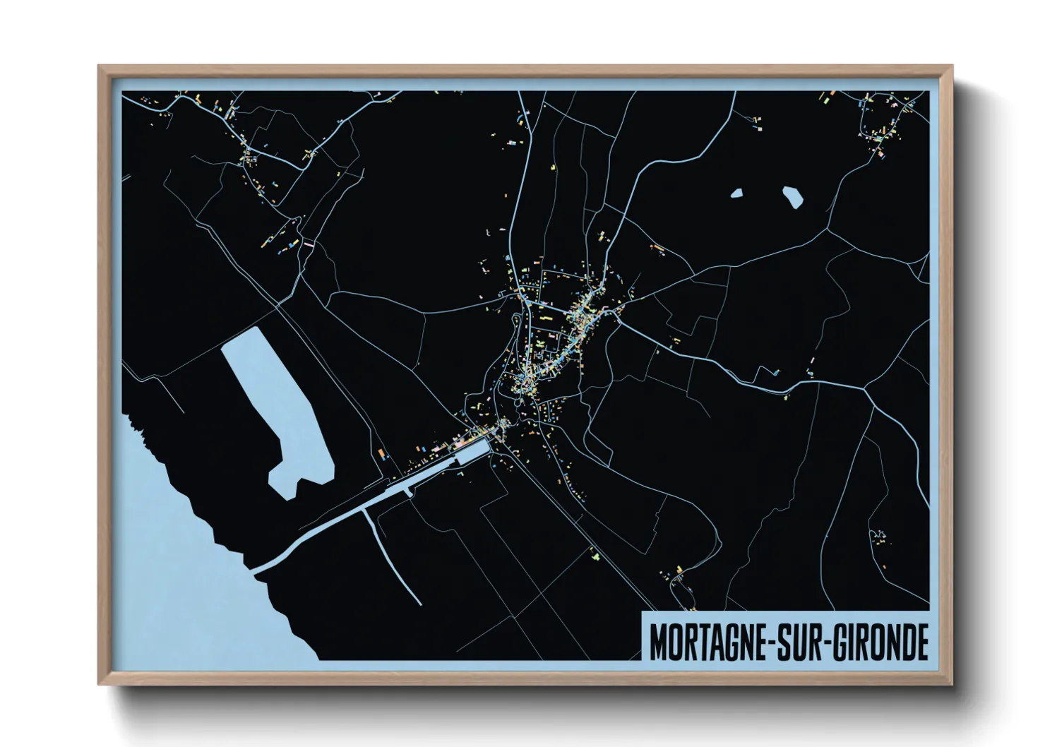 Une affiche de carte sur Mortagne-sur-Gironde