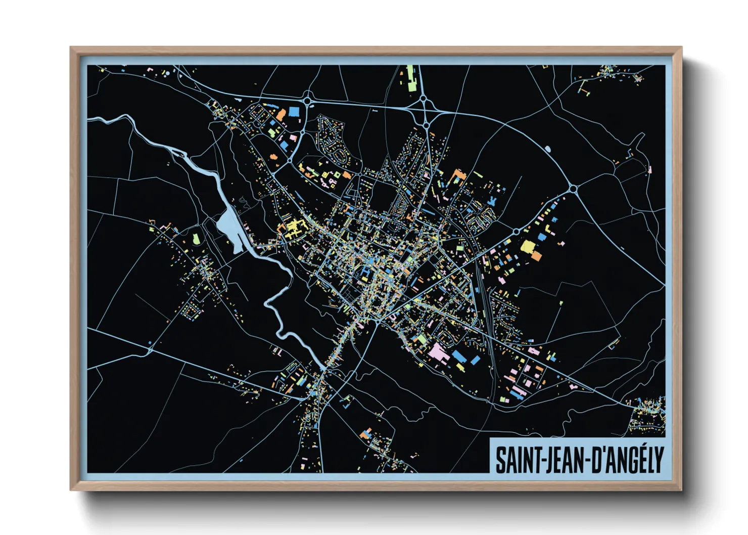 Une affiche de carte sur Saint-Jean-d'Angély