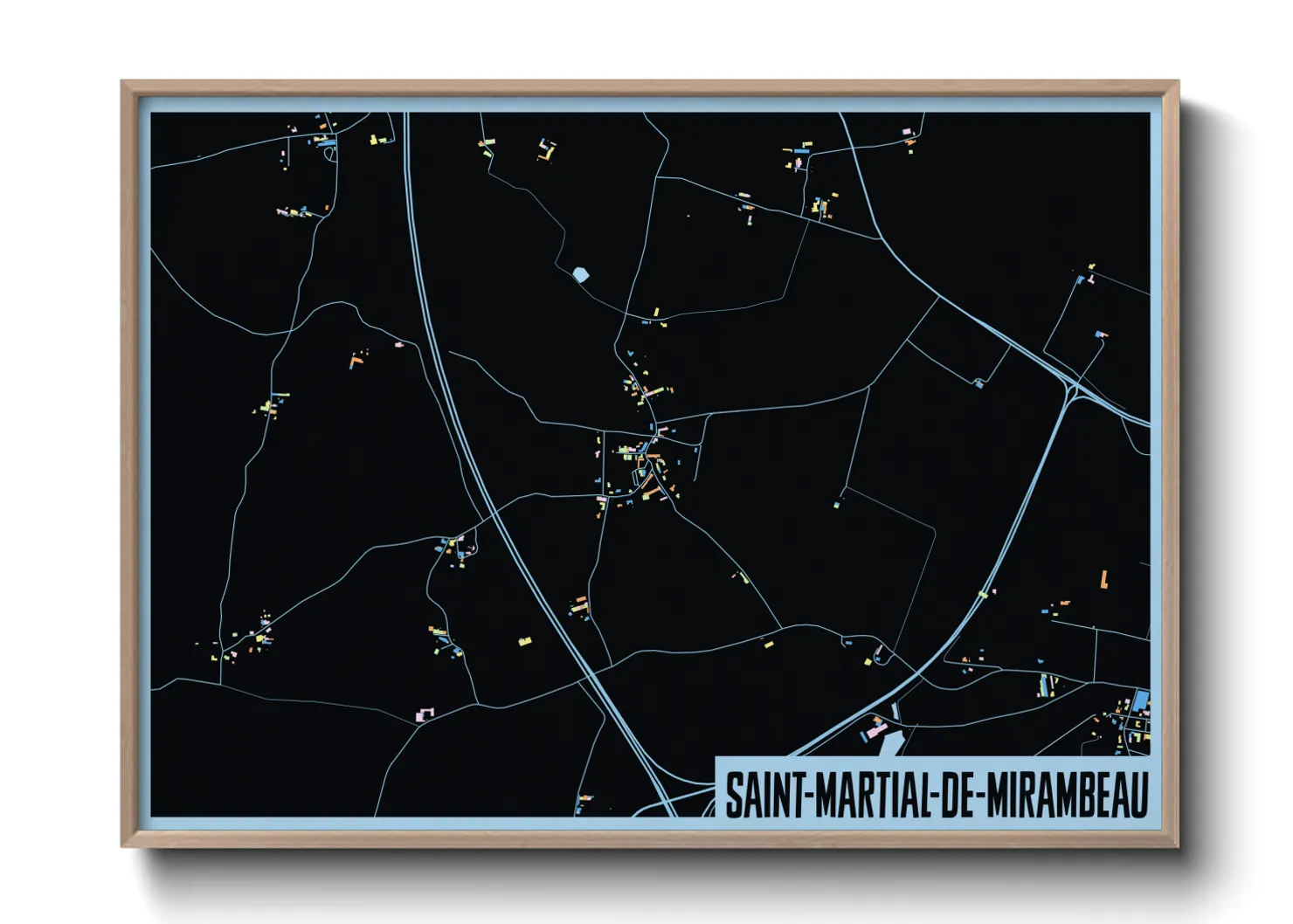Une affiche de carte sur Saint-Martial-de-Mirambeau