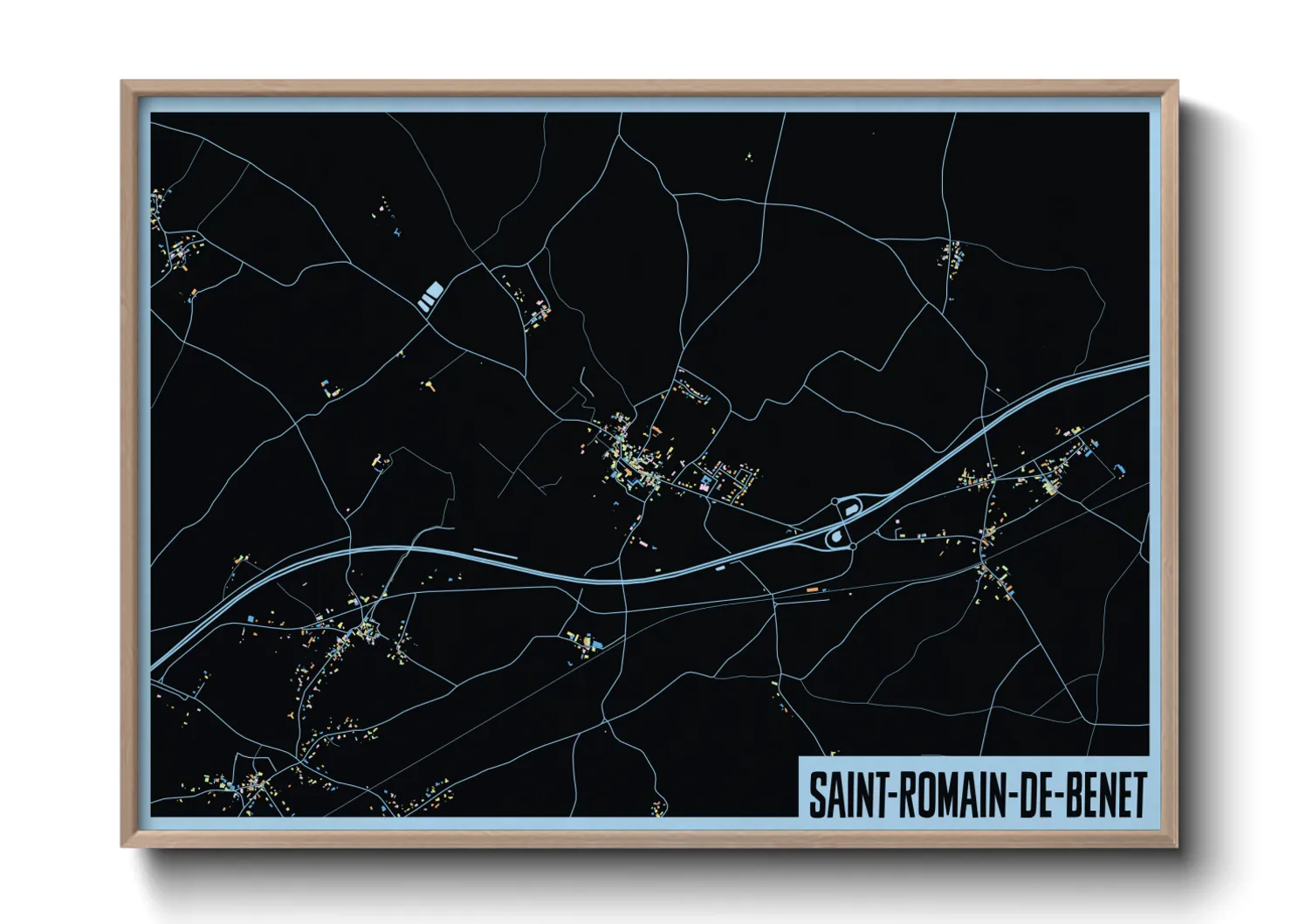 Une affiche de carte sur Saint-Romain-de-Benet