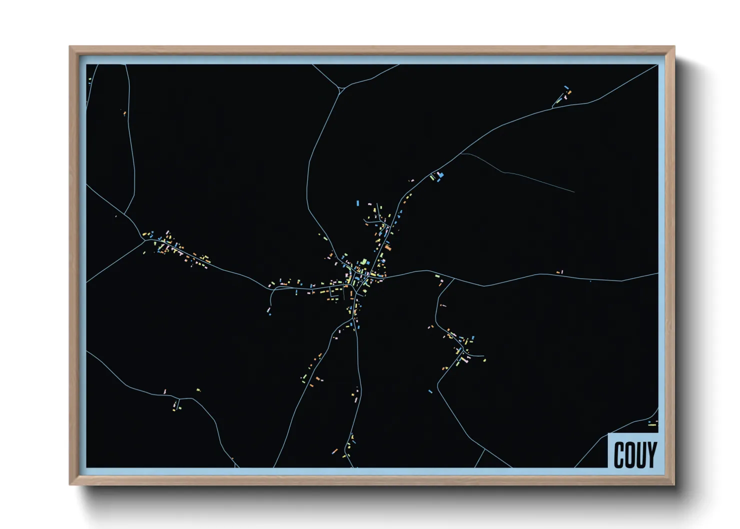 Une affiche de carte sur Couy