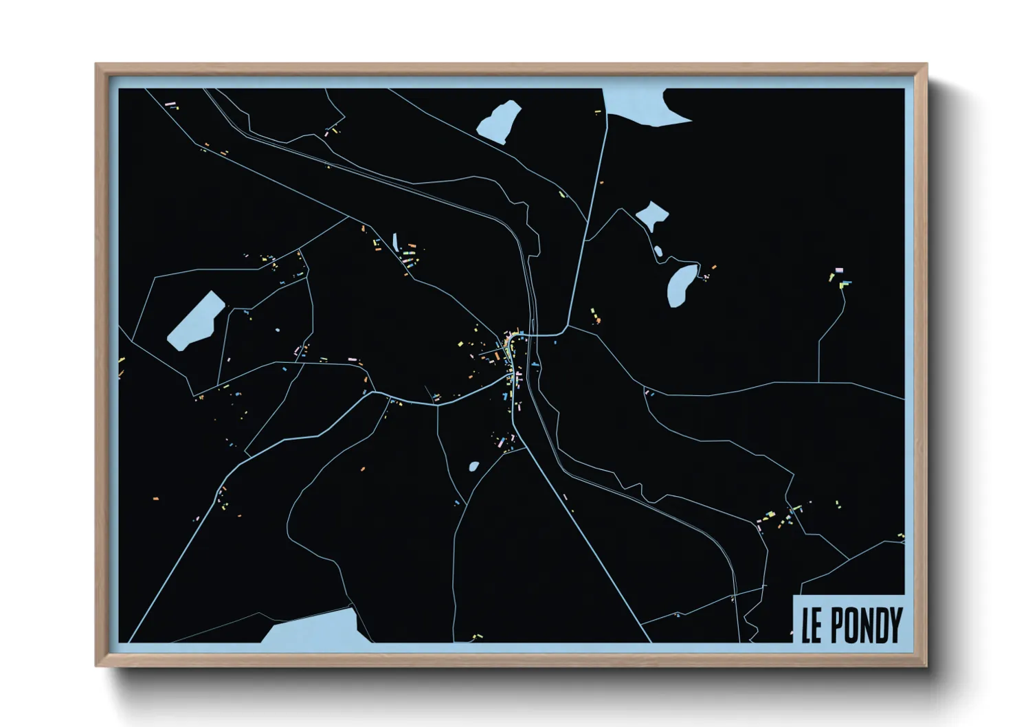 Une affiche de carte sur Le Pondy