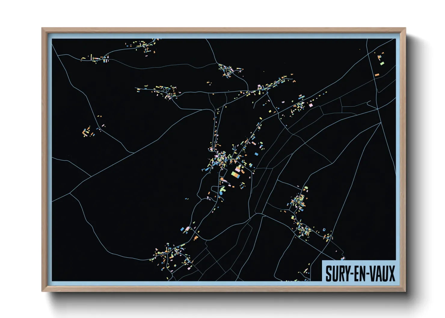Une affiche de carte sur Sury-en-Vaux