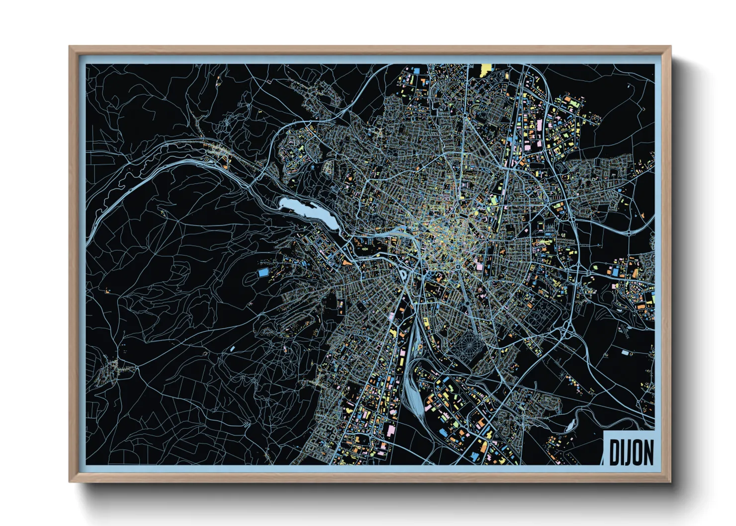 Une affiche de carte sur Dijon