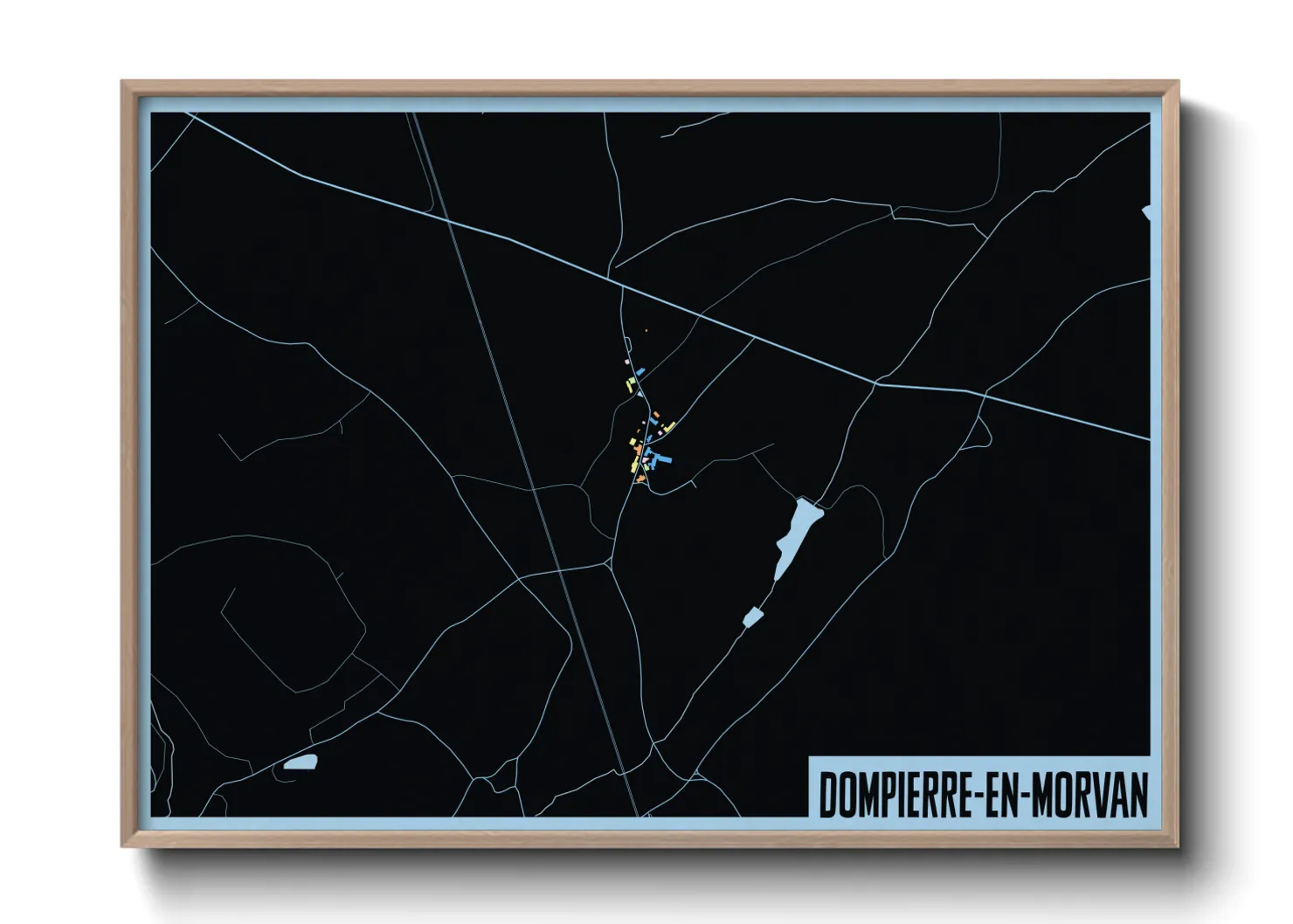 Une affiche de carte sur Dompierre-en-Morvan