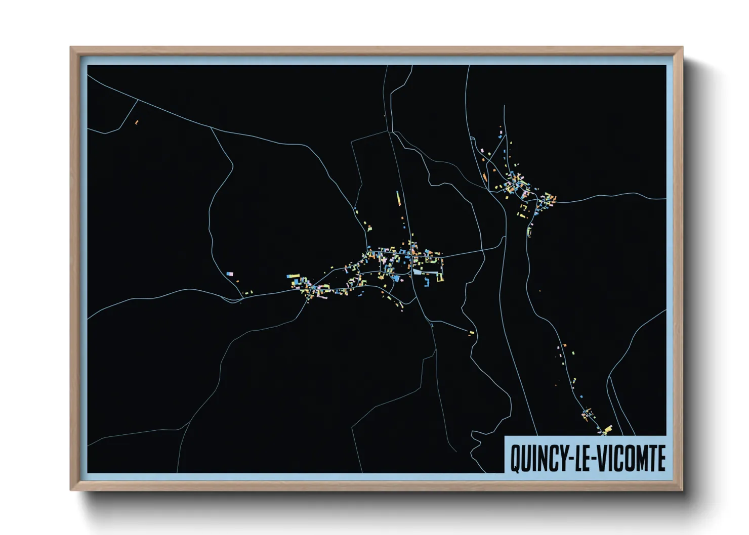 Une affiche de carte sur Quincy-le-Vicomte