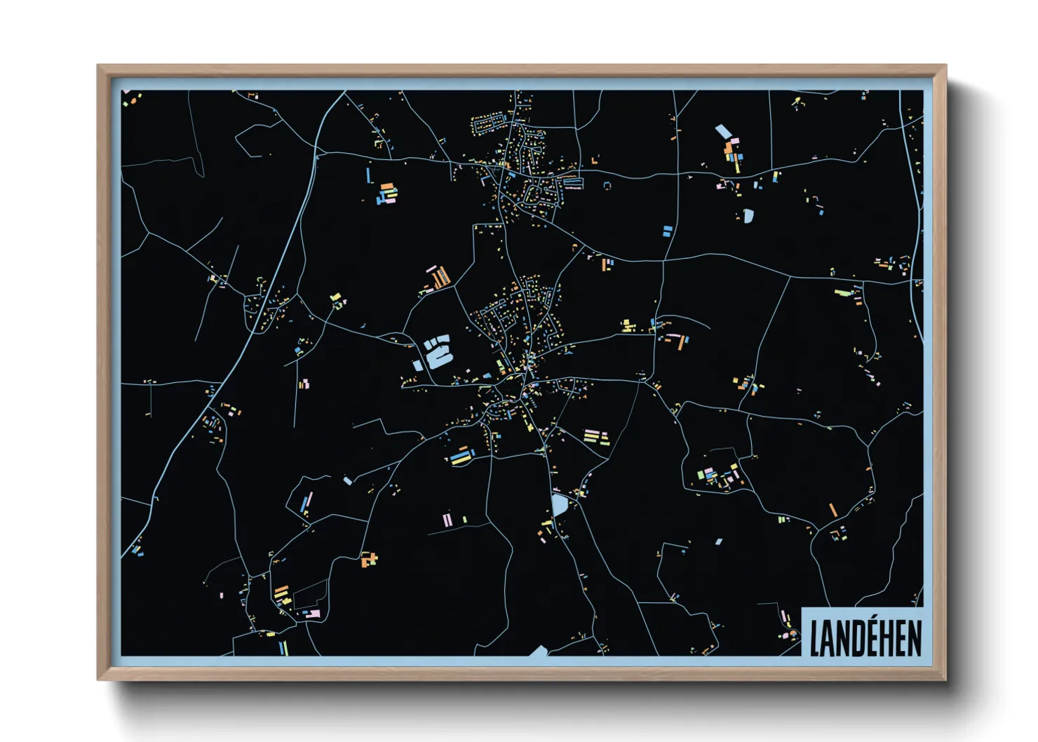 Une affiche de carte sur Landéhen