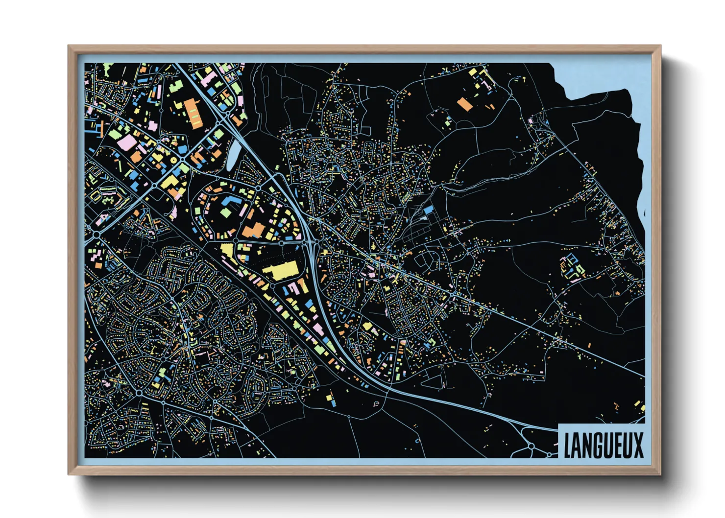 Une affiche de carte sur Langueux